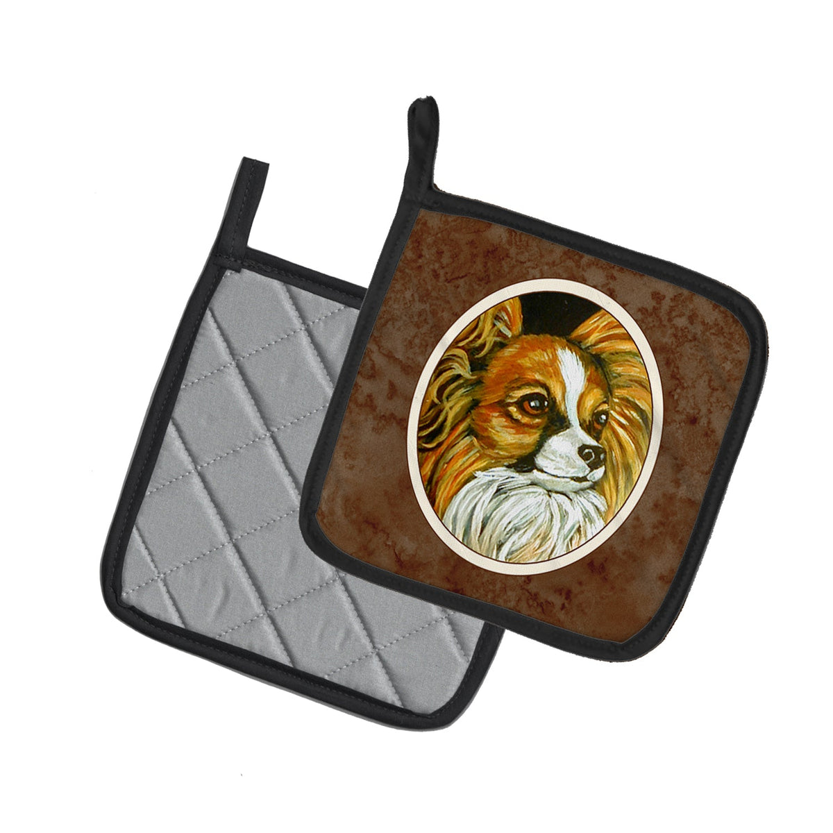 Papillon Pot Holder Set of 2 Heat Resistant Quilted Hot Pads 7.5 x 7.5 Inch, Insulated Kitchen Trivets for Cooking & Baking