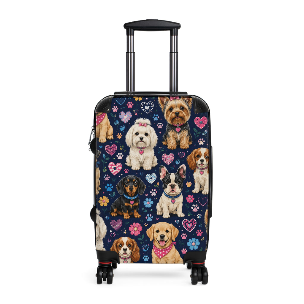 Cute Dog Pattern Carry-On Suitcase – Paw Print & Puppy Travel Luggage