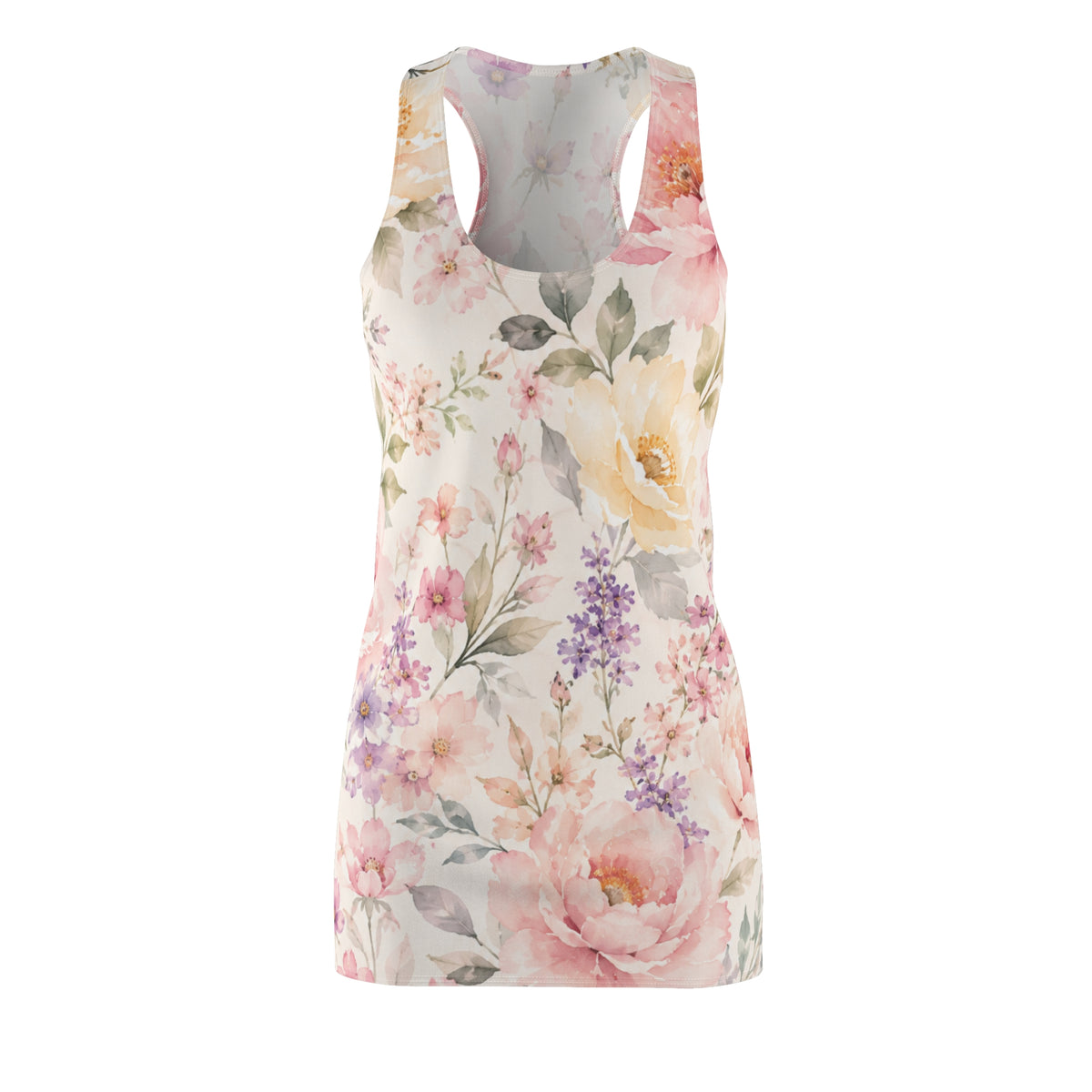 Watercolor Floral Dress Racerback | Pastel Roses Lavender AOP