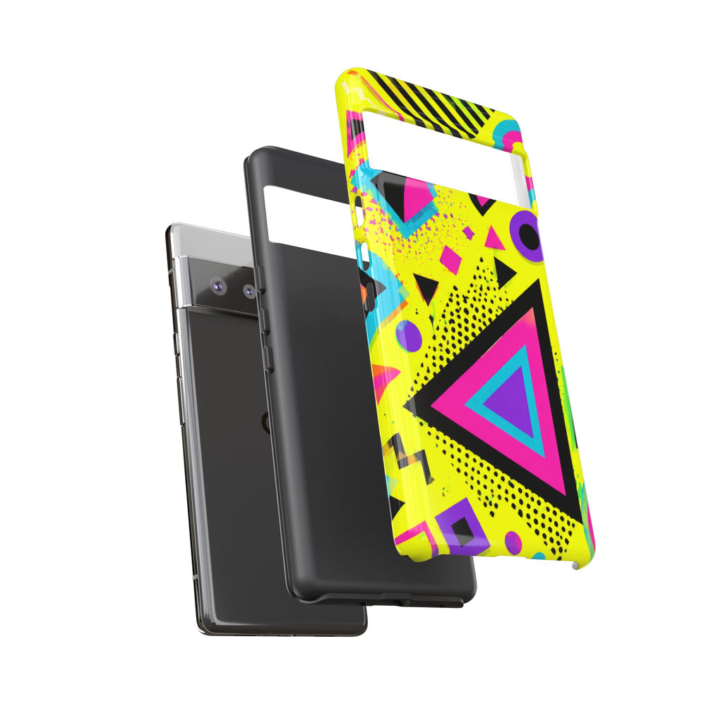 Retro 80s Geometric Phone Case — Neon Memphis Triangle Design