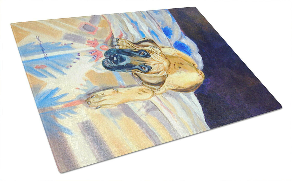 Fawn Great Dane Cutting Board Tempered Glass Kitchen Cutting Surface, Heat Resistant Chopping, Non-Slip Feet, Food Prep & Serving