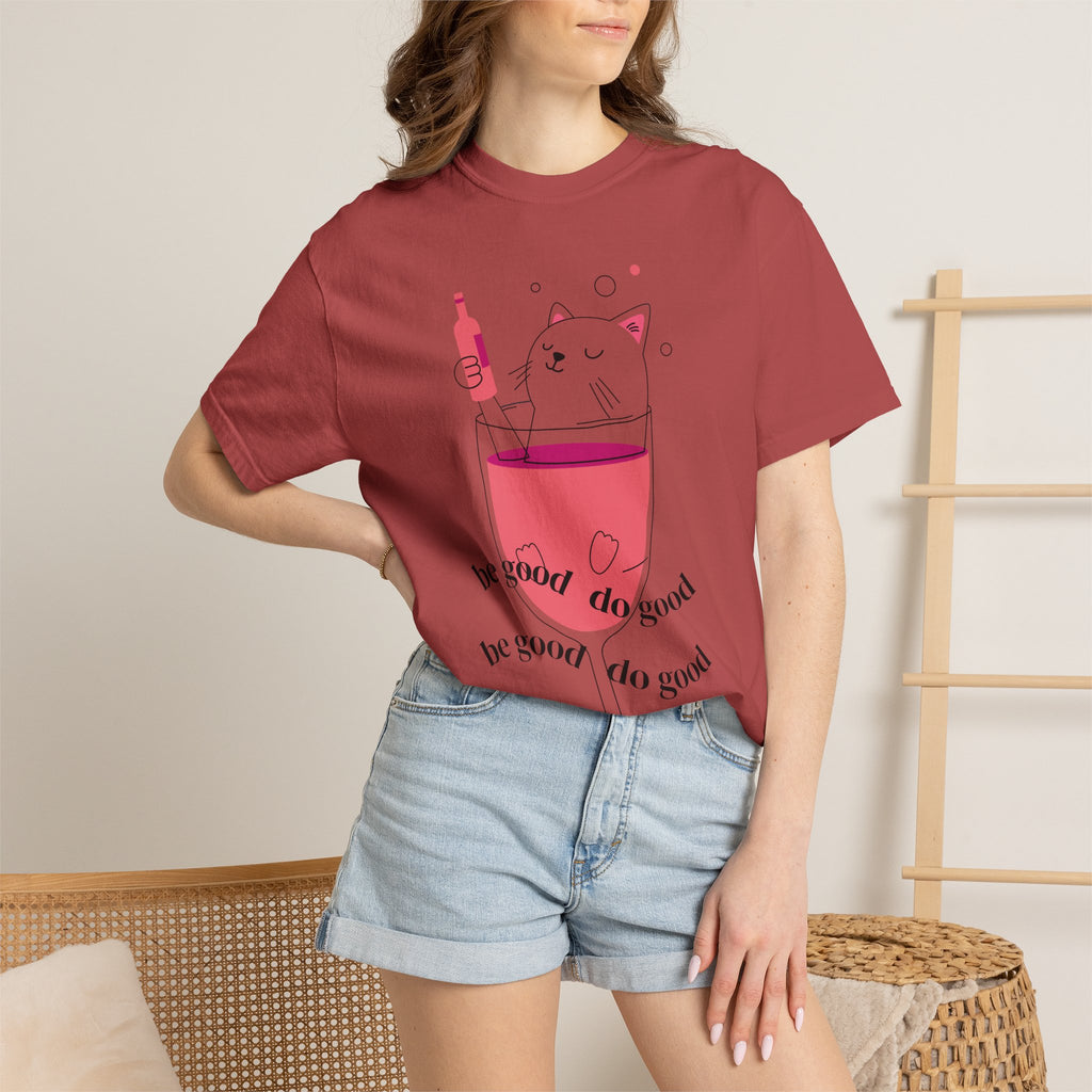 Cat in Wine Glass T-shirt | be good do good design