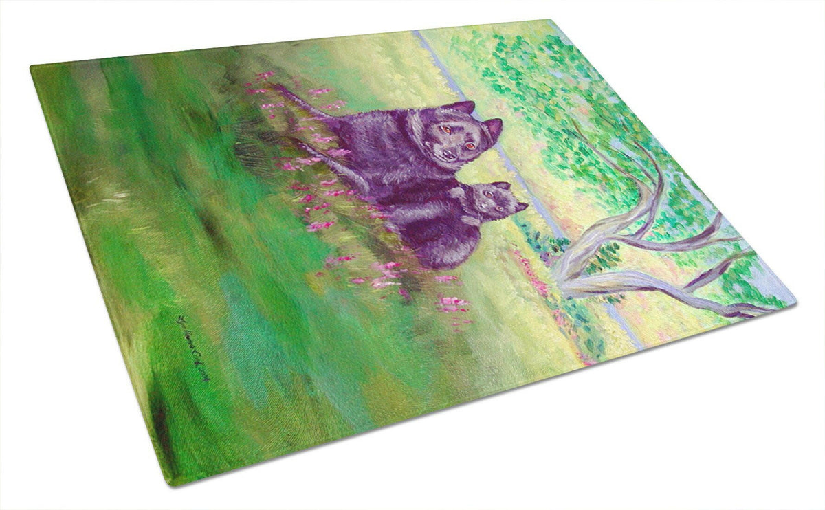 Schipperke and puppy Cutting Board Tempered Glass Kitchen Cutting Surface, Heat Resistant Chopping, Non-Slip Feet, Food Prep & Serving