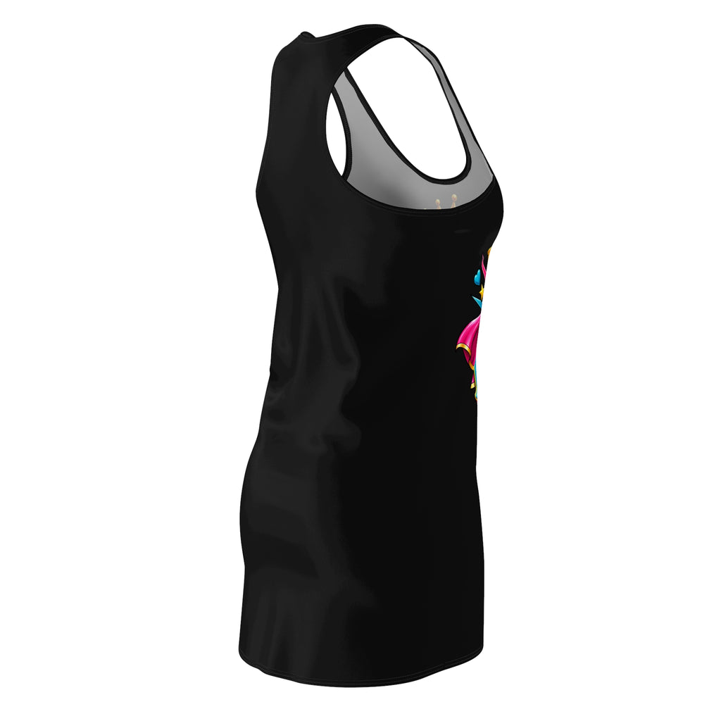 Super Mom graphic Racerback Dress | Colorful Crown Heart Stars