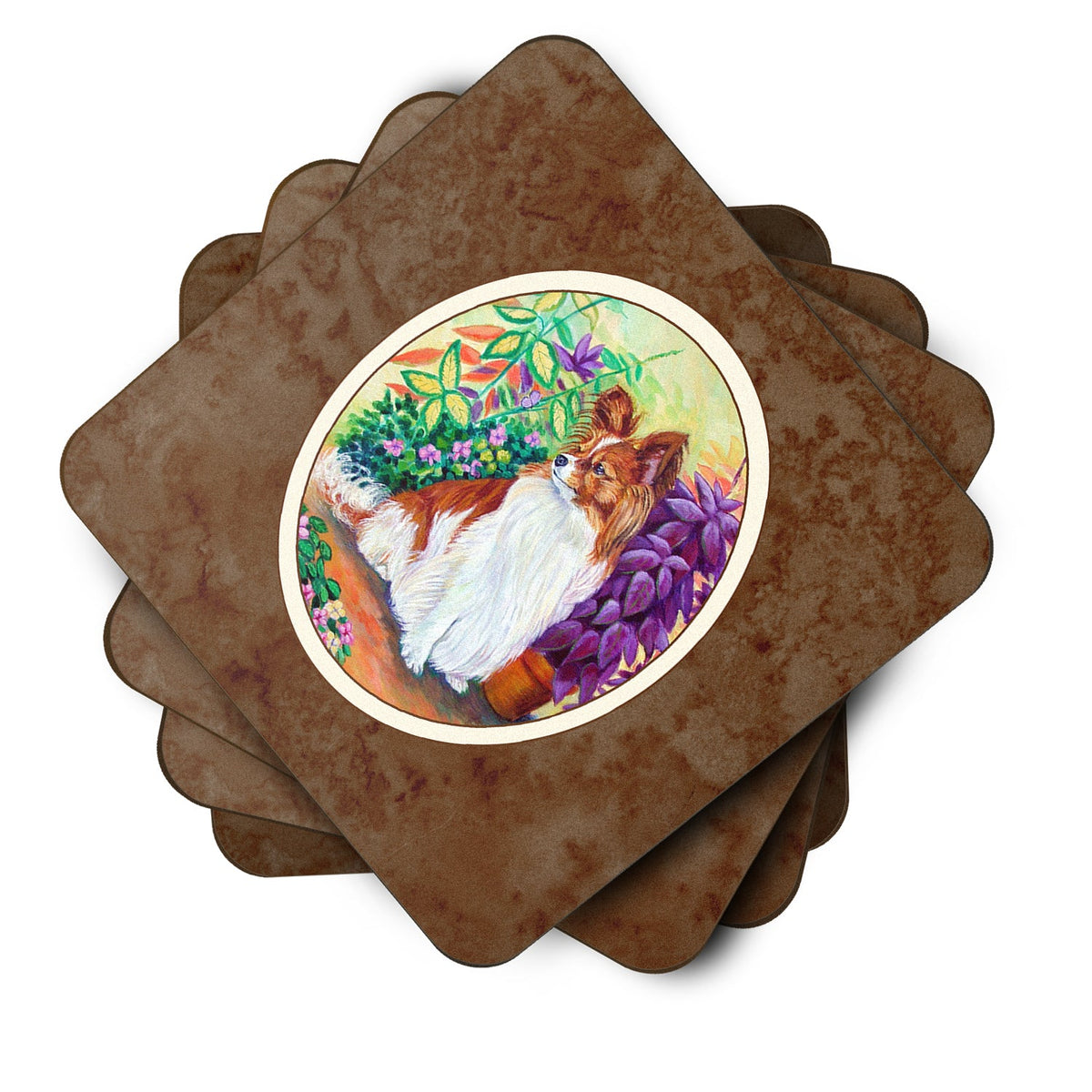 Papillon Foam Coasters Set of 4 Cup Coasters for Indoor Outdoor, Tabletop Protection, Anti Slip, Mouse pad Material