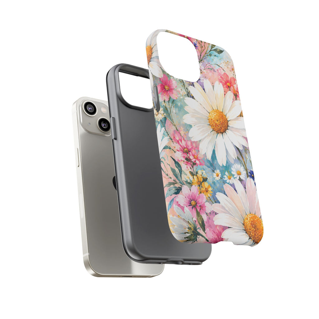 Floral Daisy Phone Case — Watercolor Daisies Protective Tough Case