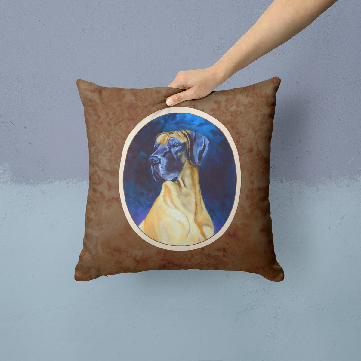 Great Dane Decorative Throw Pillow 14x14 Indoor Outdoor Accent Cushion, Fabric Cover with Insert for Sofa, Bed, Porch & Living Room