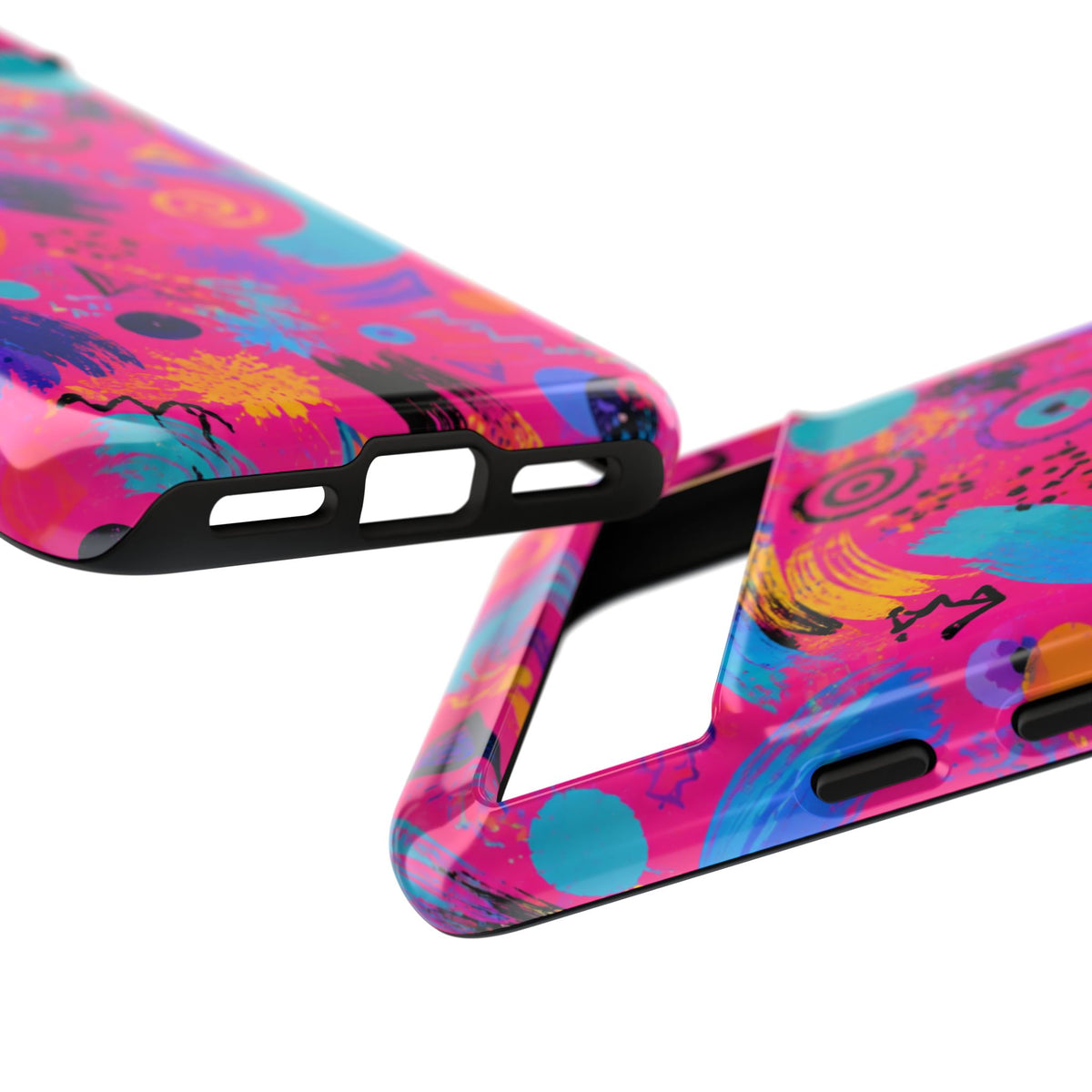 Neon Retro Abstract Tough Phone Case — 80s Brushstroke Pattern