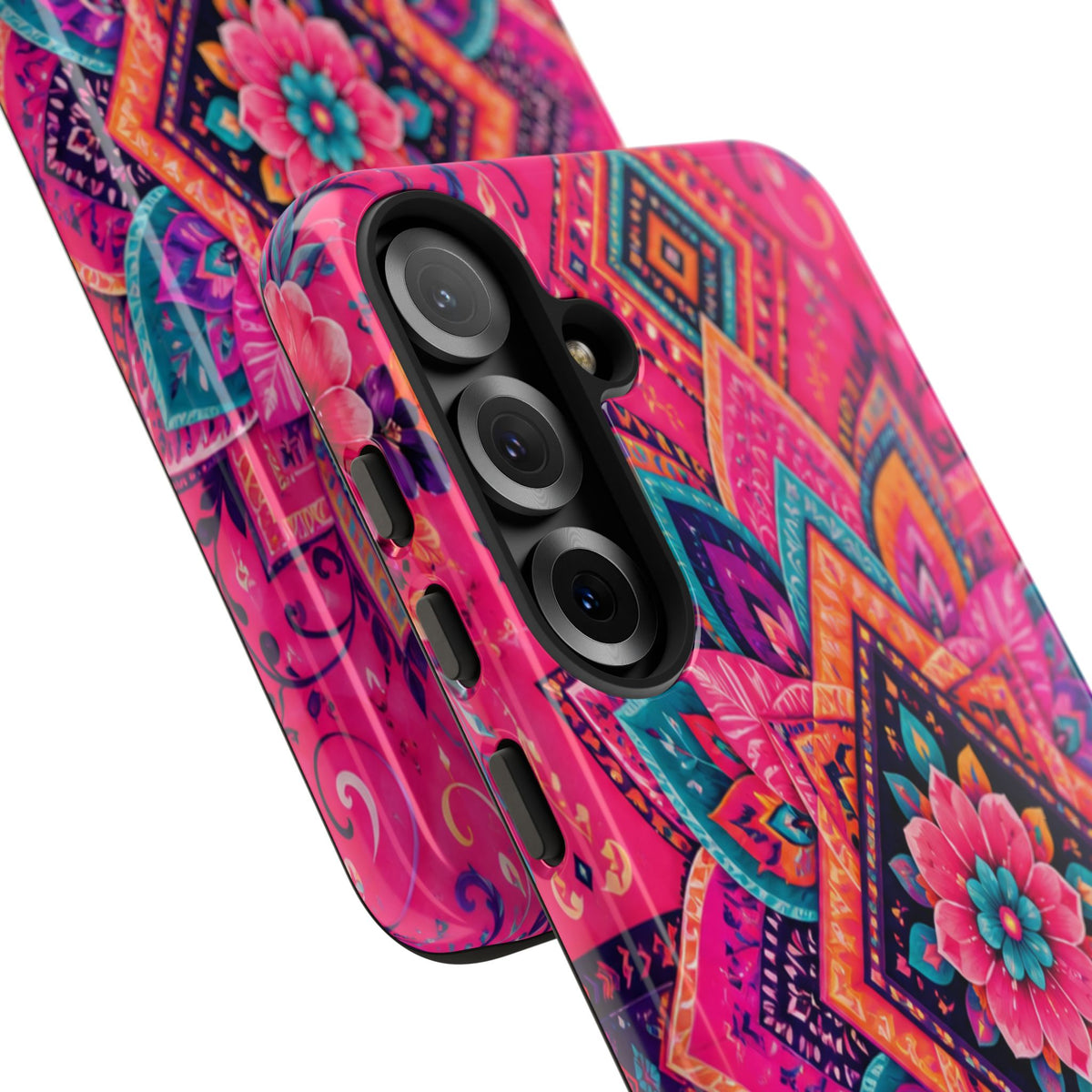 Floral Mandala Tough Phone Case — Pink Boho Protective Cover