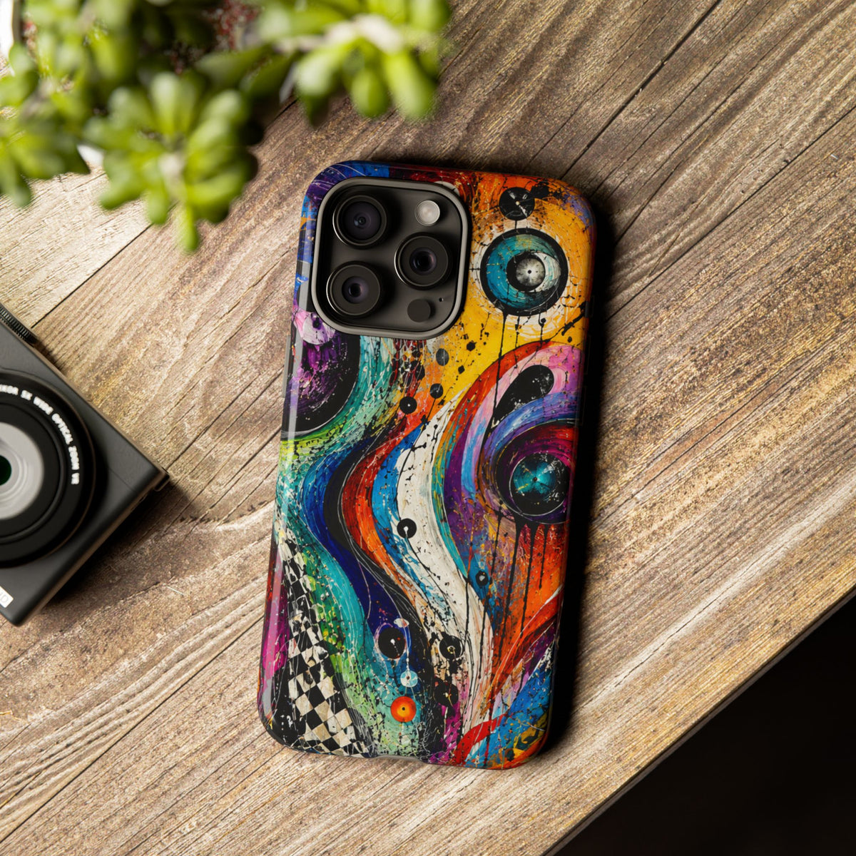 Abstract Cosmic Swirl Phone Case — Colorful Artistic iPhone Tough Case