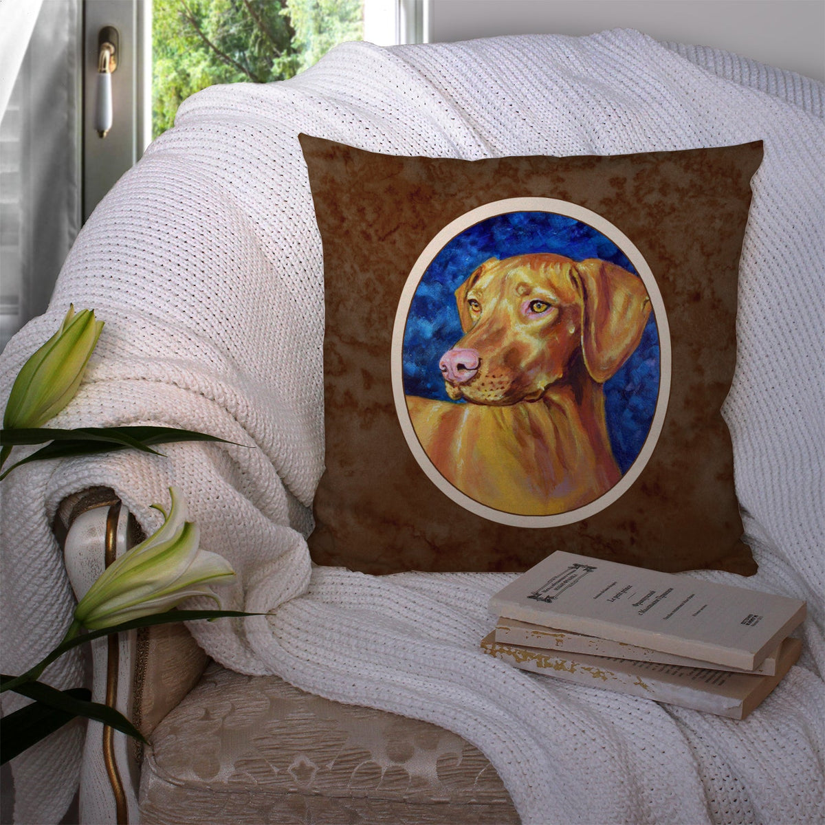 Vizsla Decorative Throw Pillow 14x14 Indoor Outdoor Accent Cushion, Fabric Cover with Insert for Sofa, Bed, Porch & Living Room