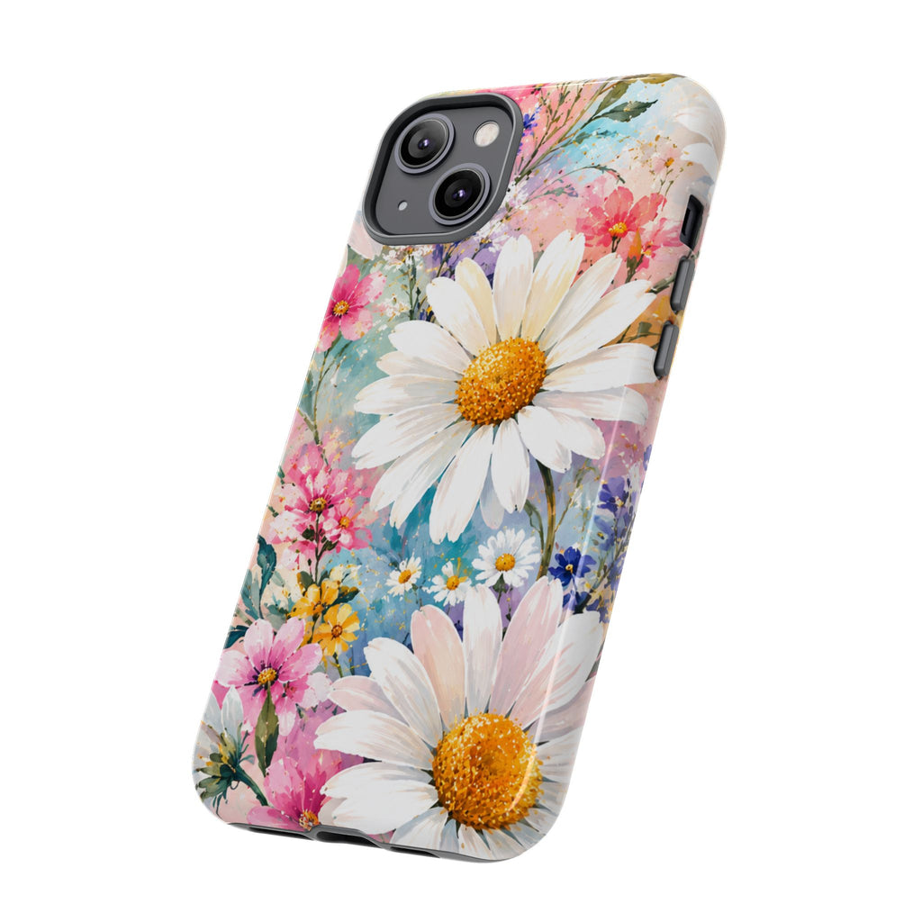 Floral Daisy Phone Case — Watercolor Daisies Protective Tough Case