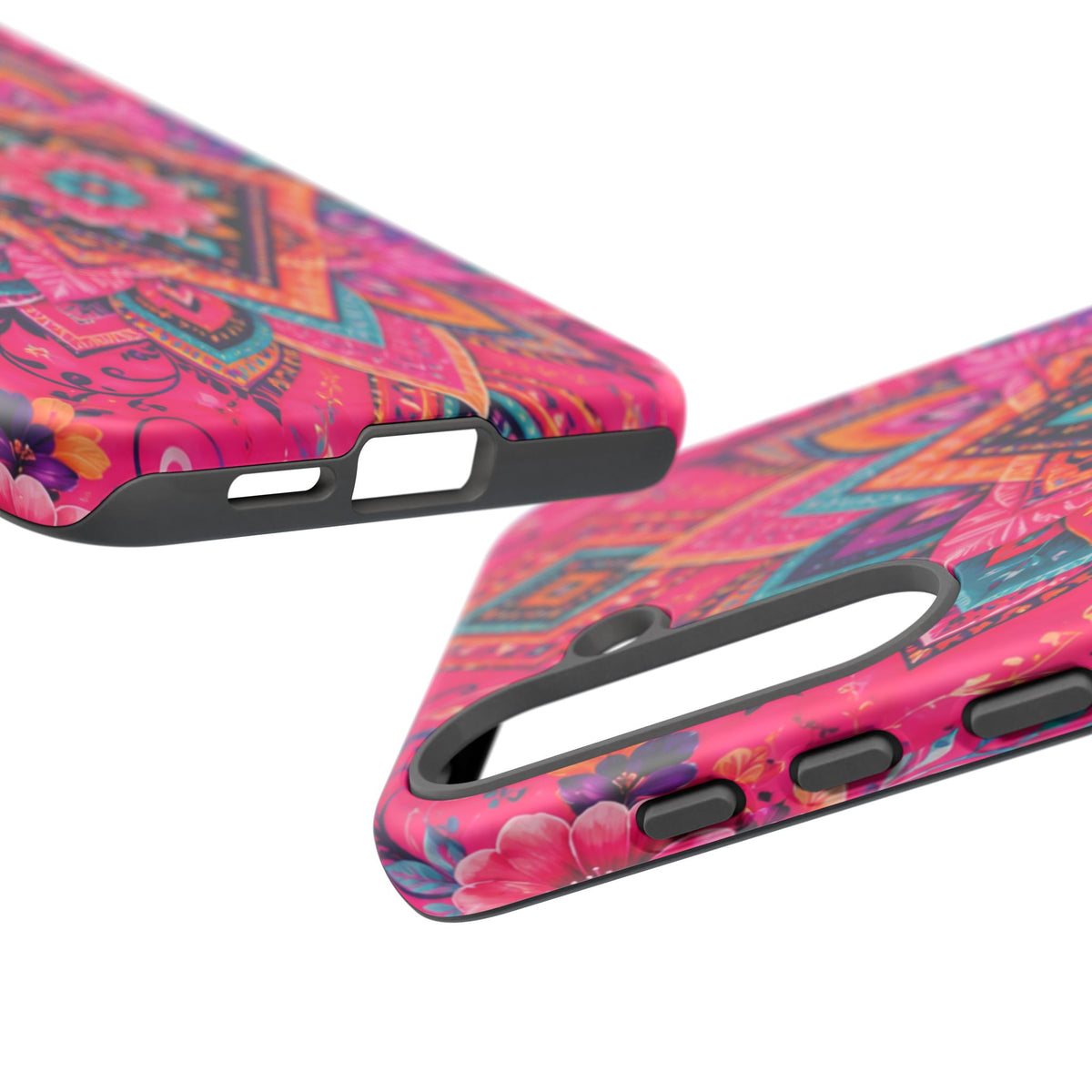 Floral Mandala Tough Phone Case — Pink Boho Protective Cover