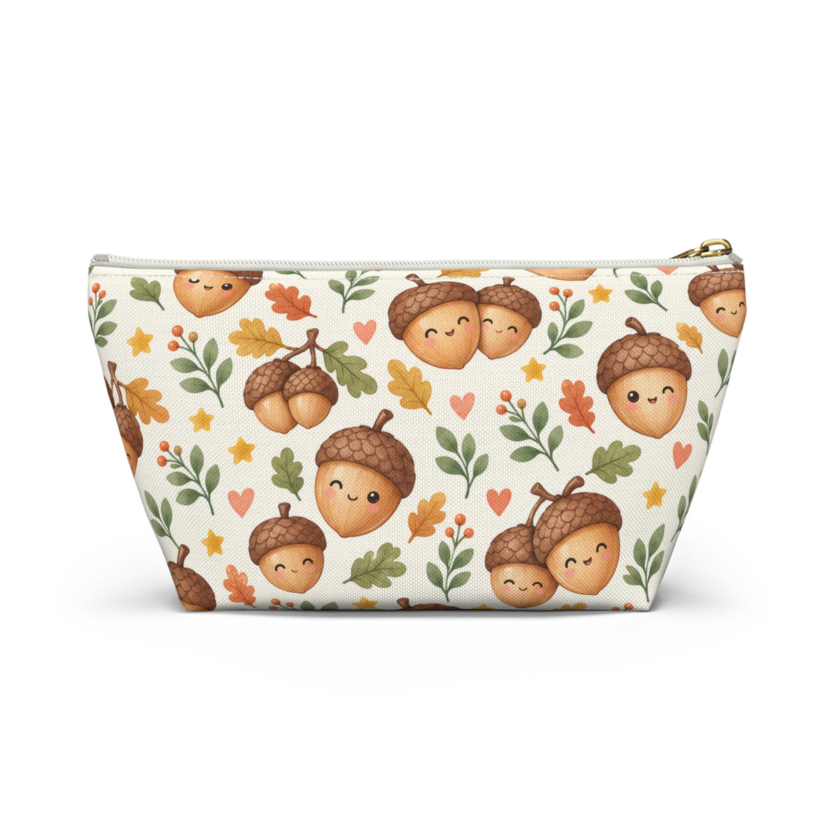 Cute Acorn Pattern Accessory Pouch | Autumn Leaves T-Bottom