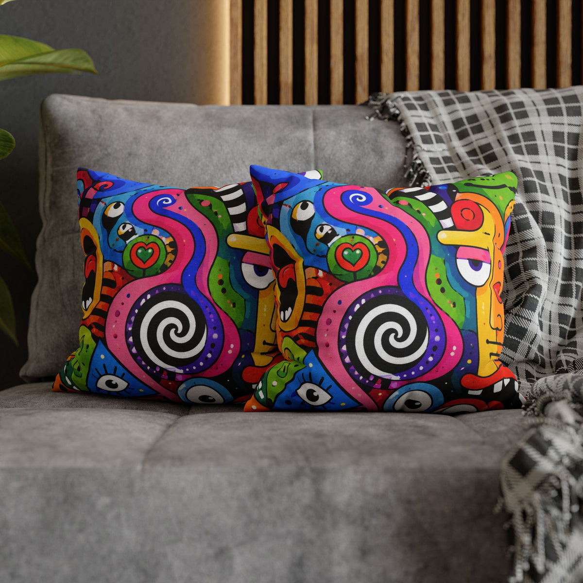 Colorful Abstract Doodle Pillowcase | Spun Polyester Square Pillowcase