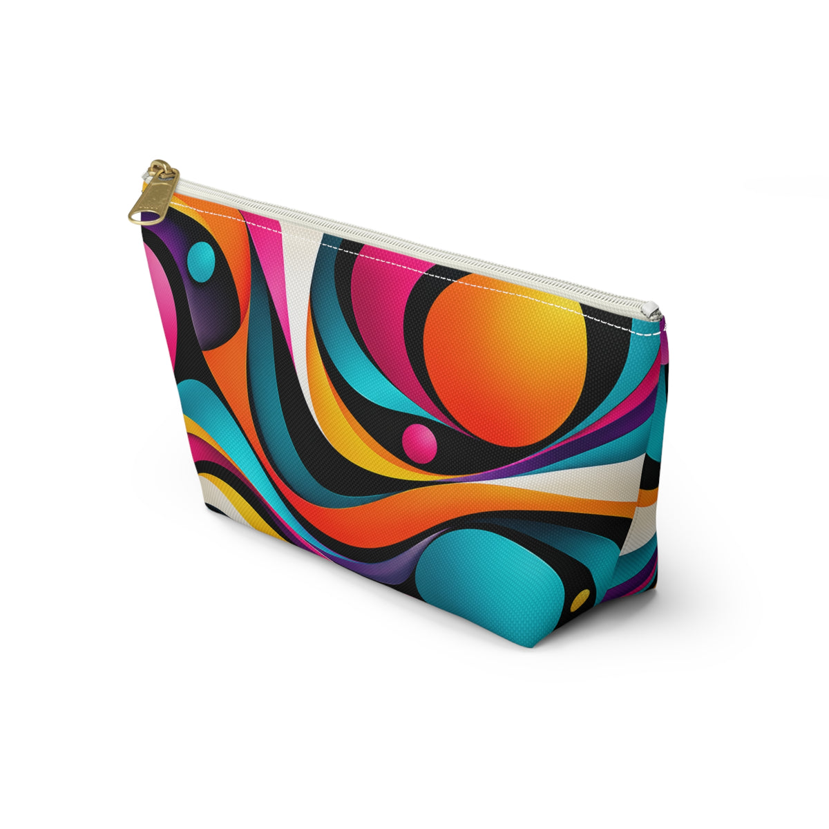 Retro Wave Accessory Pouch — Colorful Abstract Makeup Bag