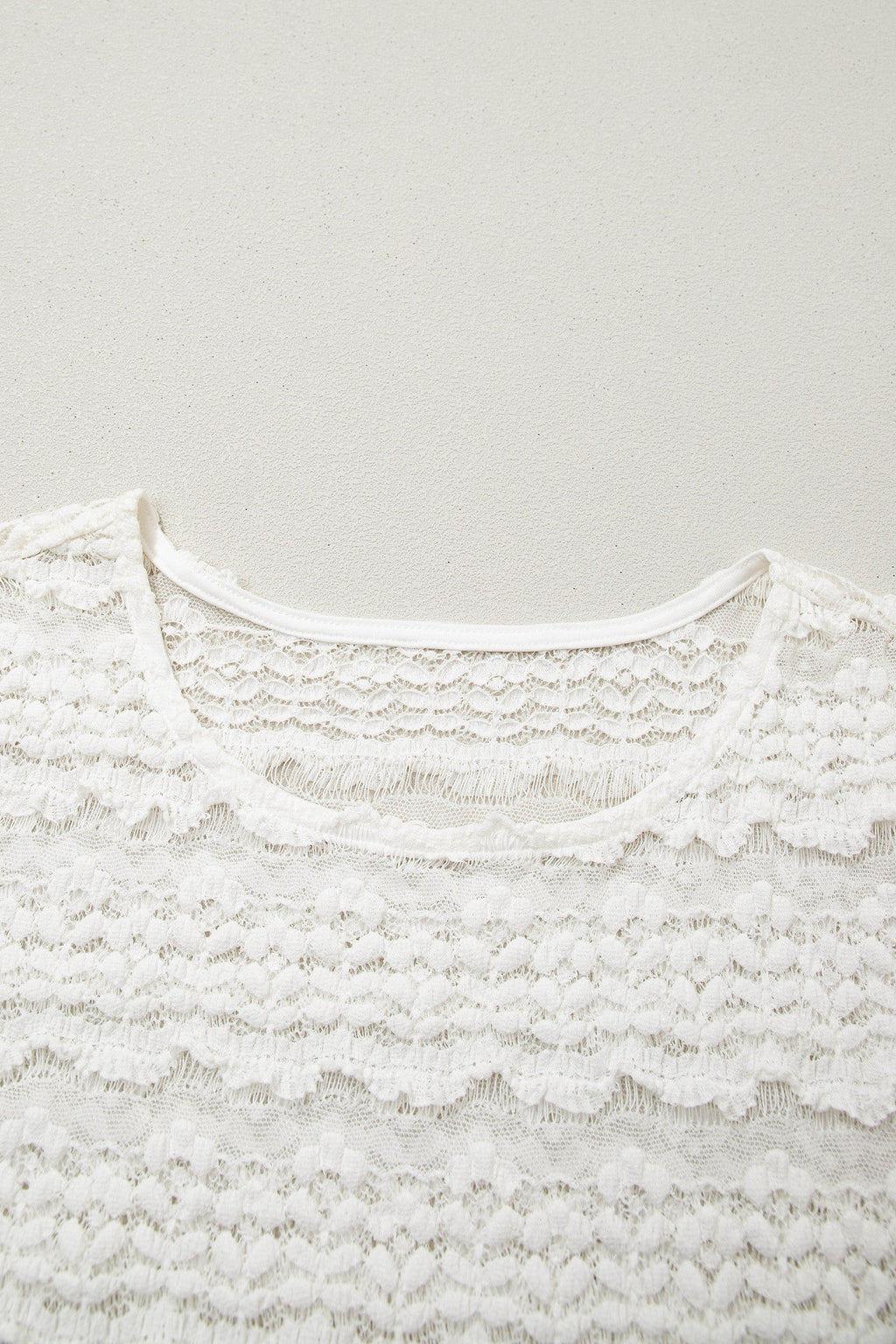 Solid Sheer Lace Short Sleeve Top