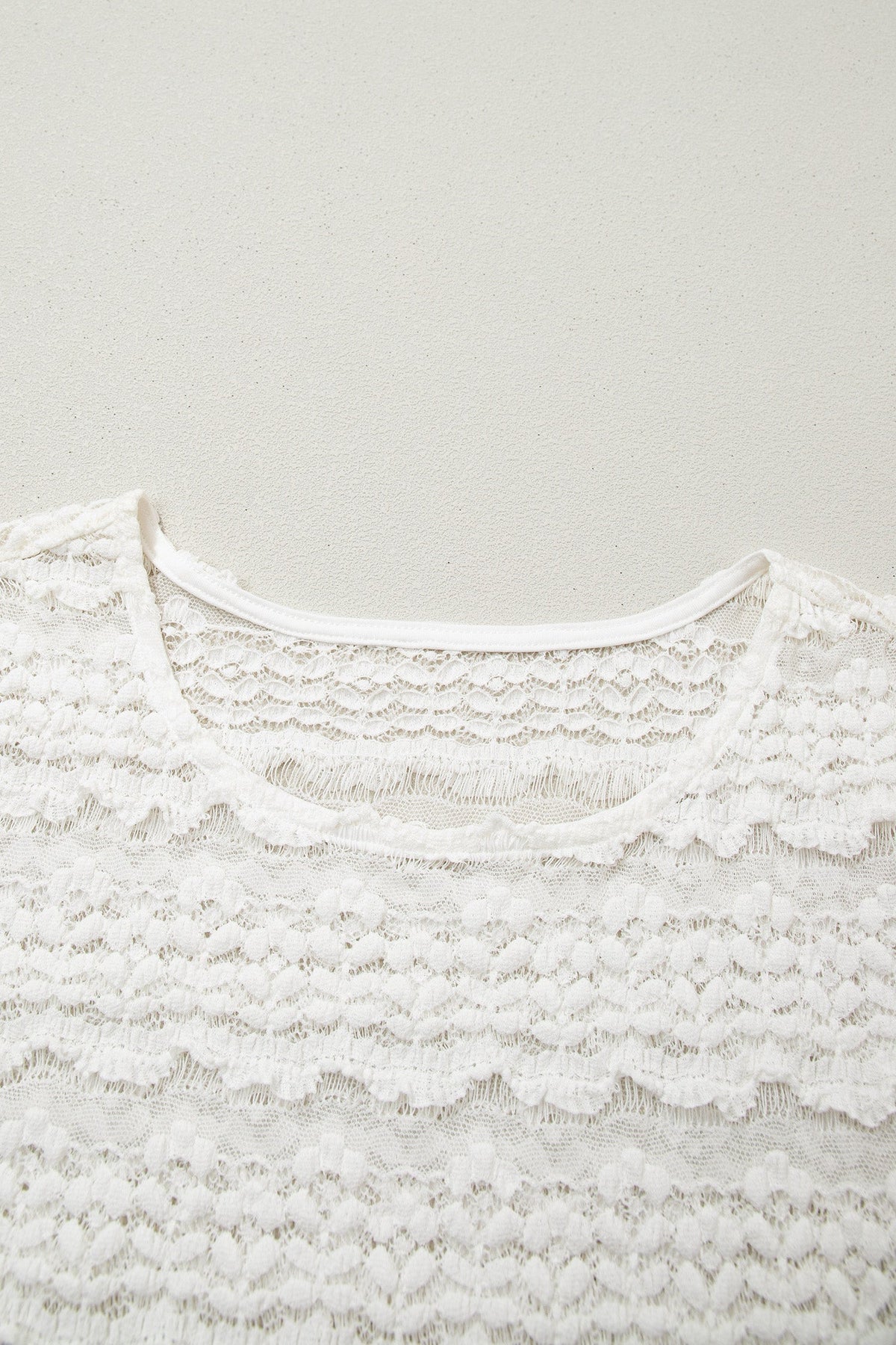 Solid Sheer Lace Short Sleeve Top