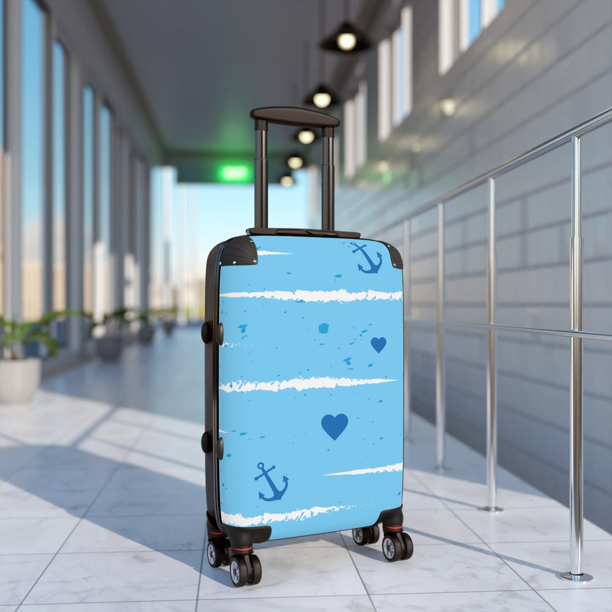 Nautical Heart Carry-On Suitcase — Blue Anchor Travel Luggage
