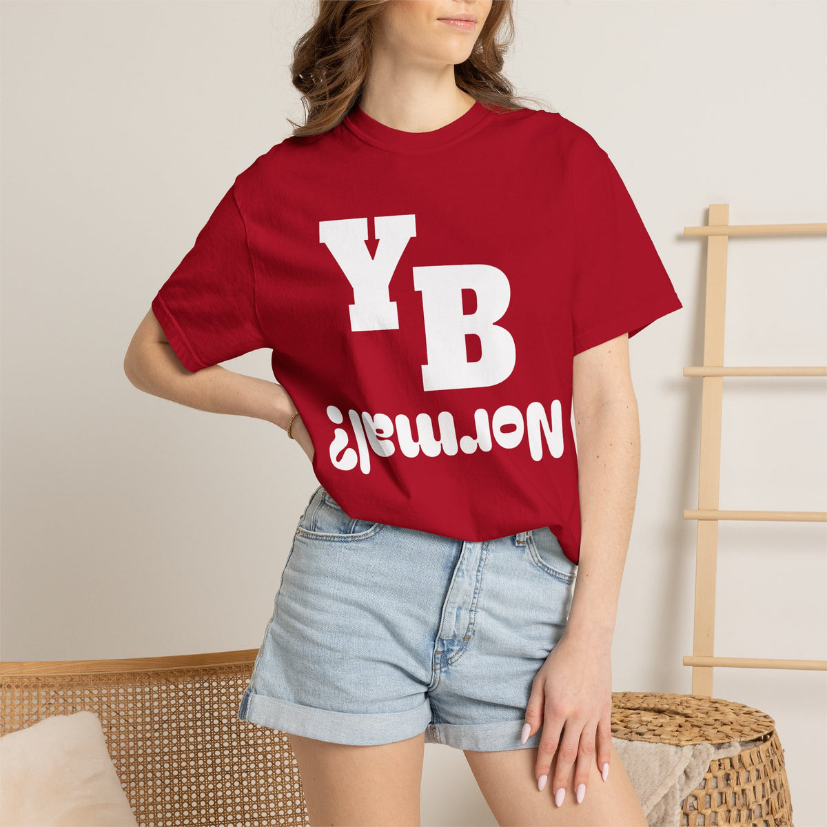 Funny 'YB ¿Normal?' Graphic T-Shirt — Upside-Down Retro Typography Tee