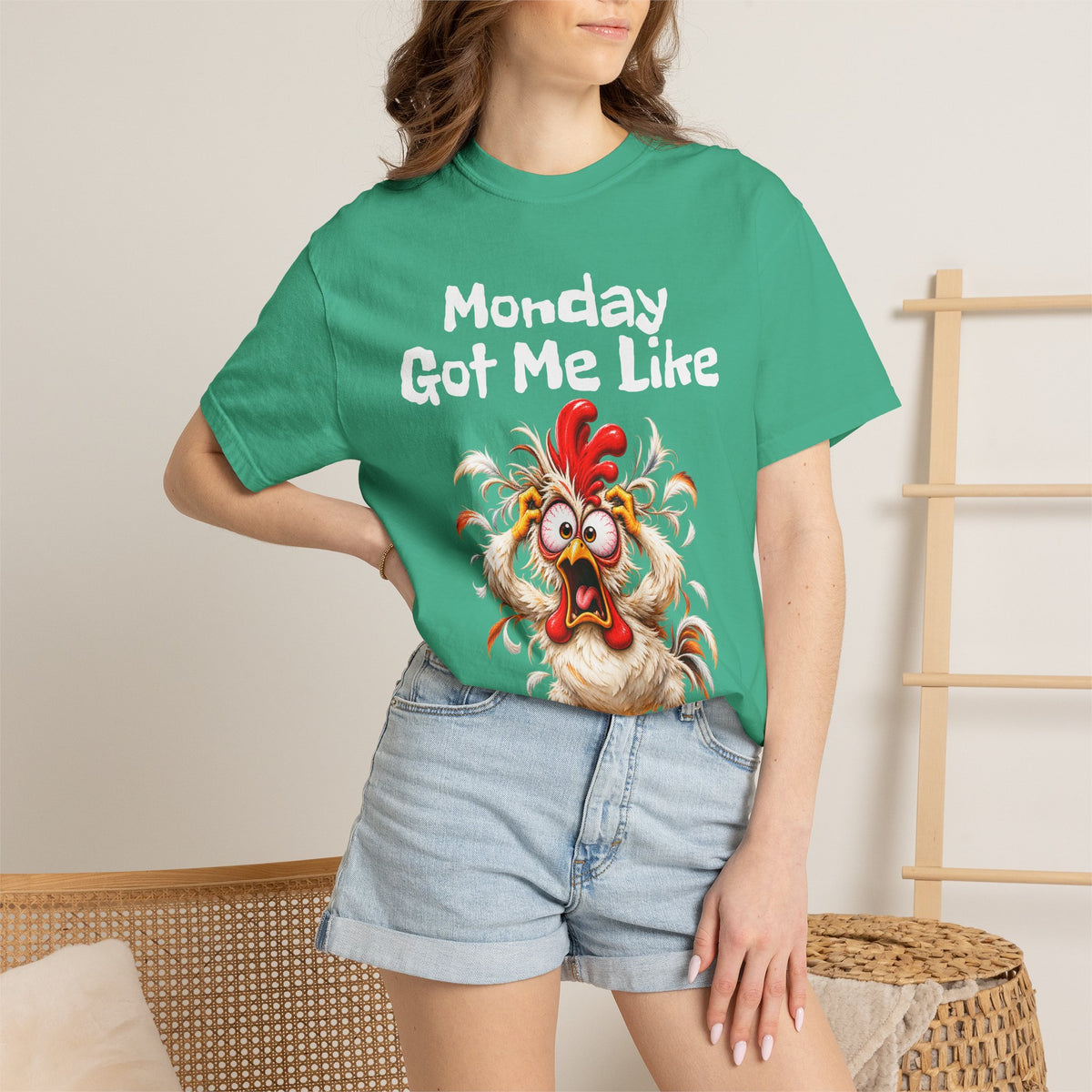 Copy of Monday Got Me Like T-Shirt — Funny Cartoon Chicken Graphic Tee