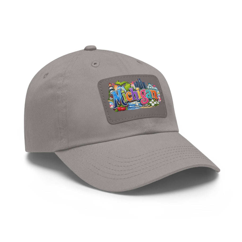 Michigan Patch Dad Hat | Leather Rectangle Patch