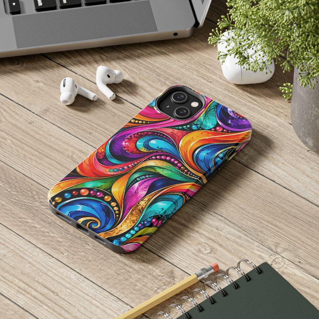 Colorful Swirl Tough Phone Case — Vibrant Abstract Protective Cover