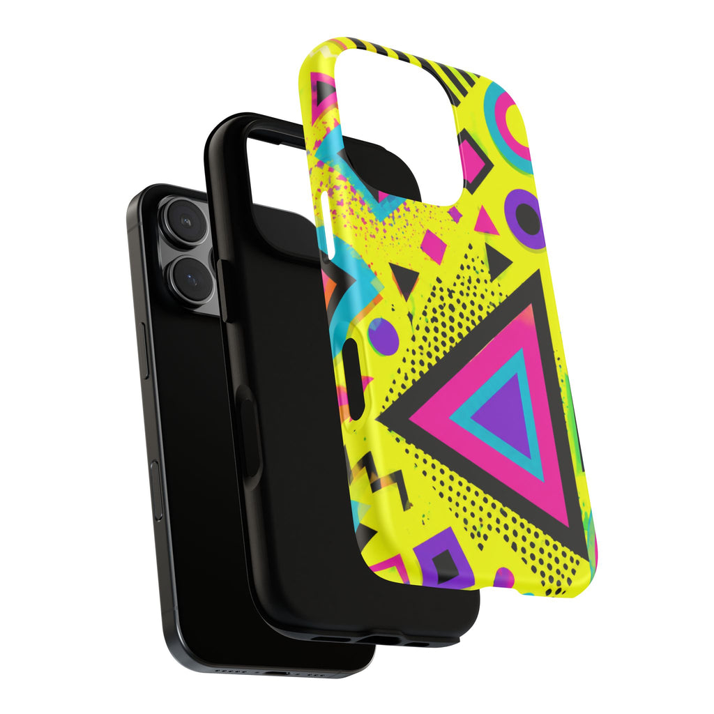 Retro 80s Geometric Phone Case — Neon Memphis Triangle Design