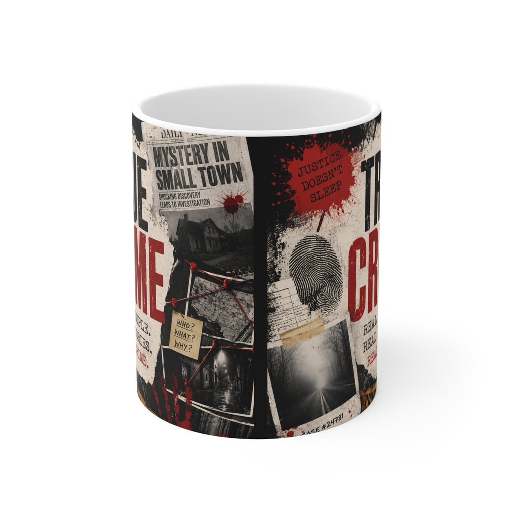 True Crime Mug – 11oz "True Crime: Real People. Real Stories." Coffee Cup for True Crime Fans