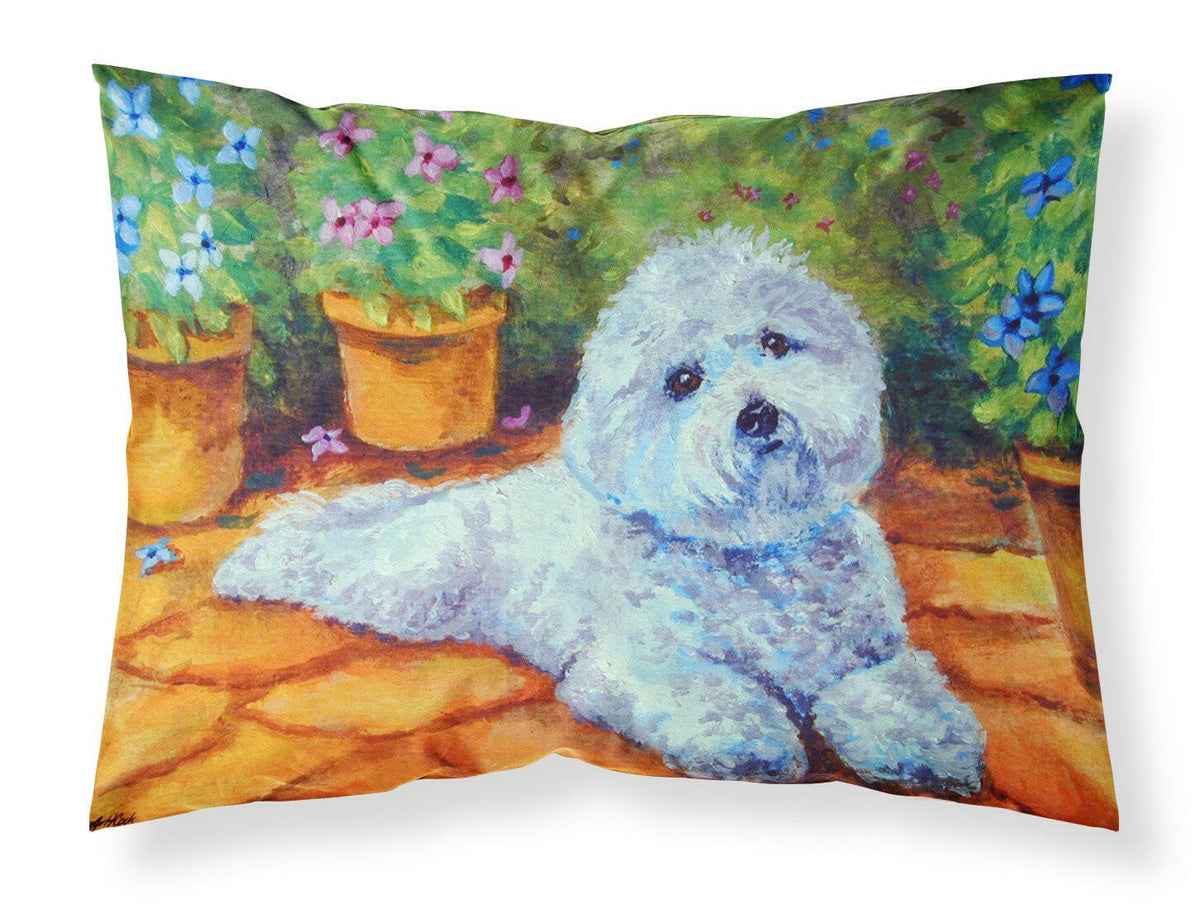 Bichon Frise on the patio Standard Pillowcase Lightweight Super Soft Easy Care Decorative Artwork Pillowcase, Standard