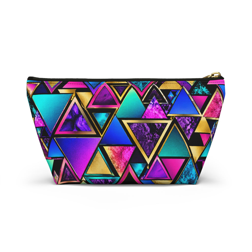 Geometric Neon Triangle Accessory Pouch