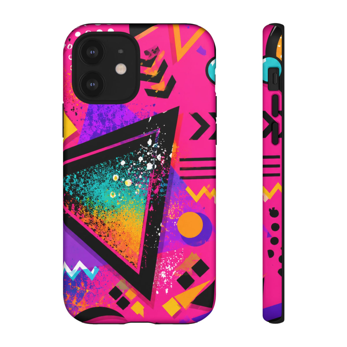 Retro 80s Geometric Phone Case — Neon Triangle Tough Case