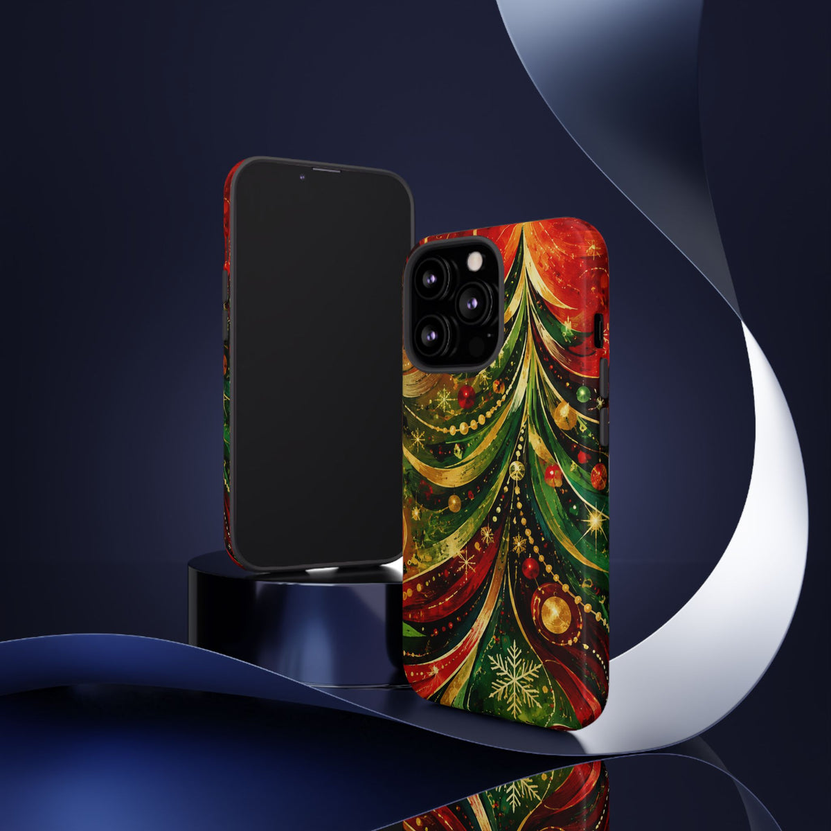 Christmas Tree Tough Phone Case — Festive Red & Green Holiday Phone Cover