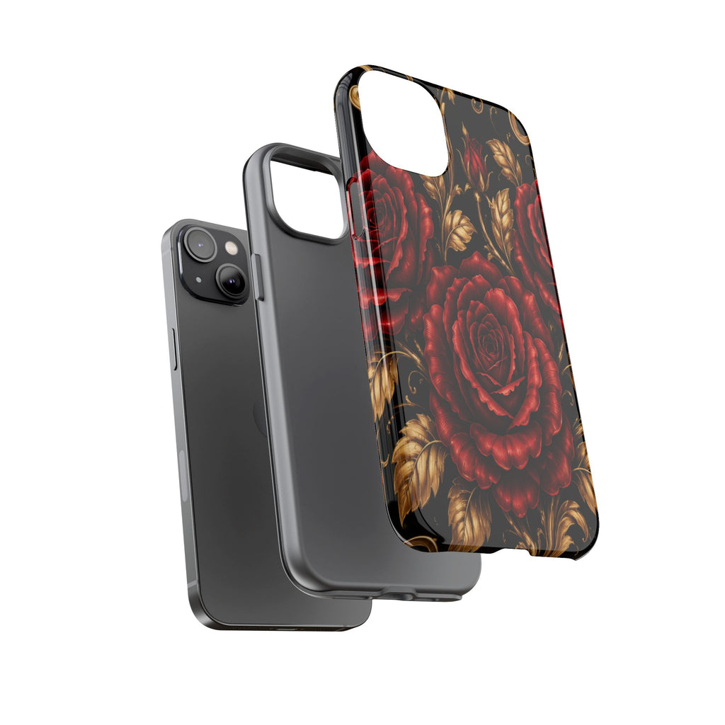 Tough Cases — Vintage Red Rose Floral Phone Case