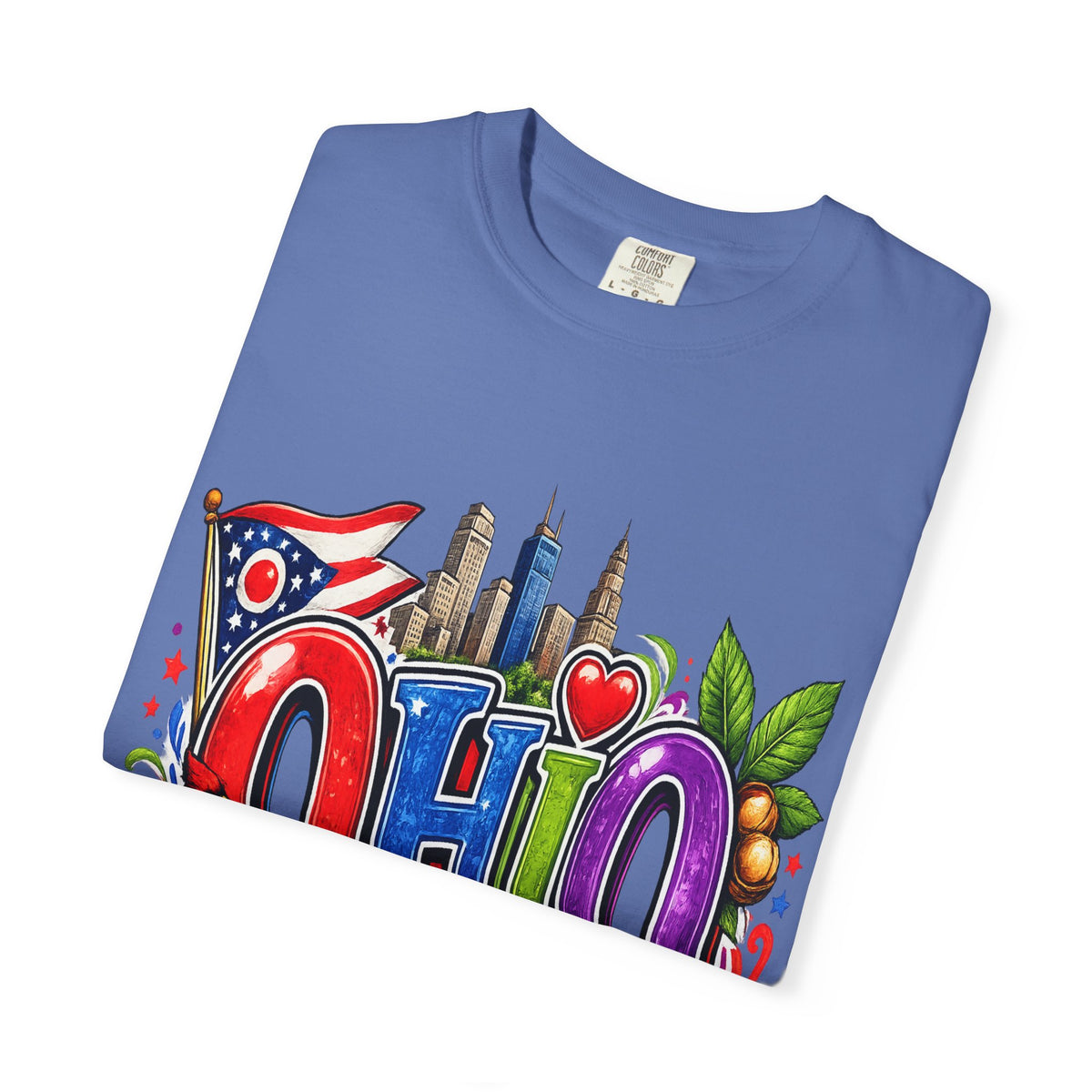 Ohio State Skyline Graphic T-shirt | State Flag Floral Design