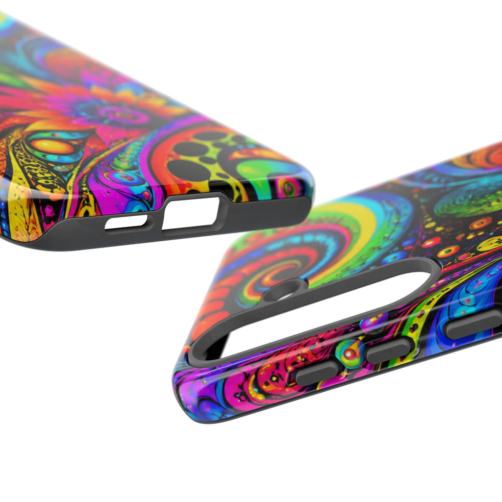 Psychedelic Floral Phone Case — Vibrant Swirl Tough Protective Cover