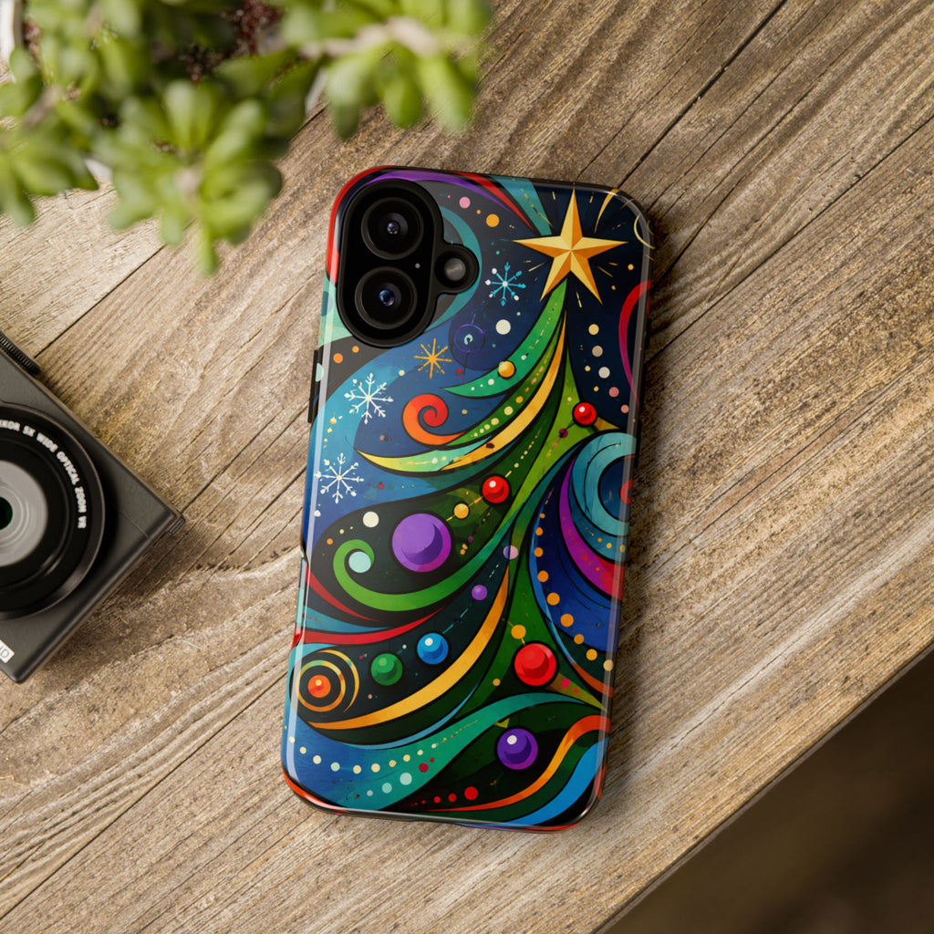 Colorful Swirl Christmas Tree Tough Phone Case