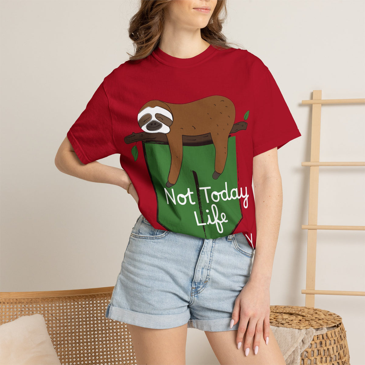 Sloth Pocket Tee — "Not Today" Lazy Sloth Graphic T-Shirt