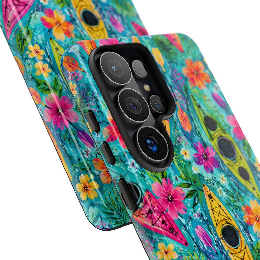 Tropical Kayak Phone Case – Colorful Floral Waterproof Pattern