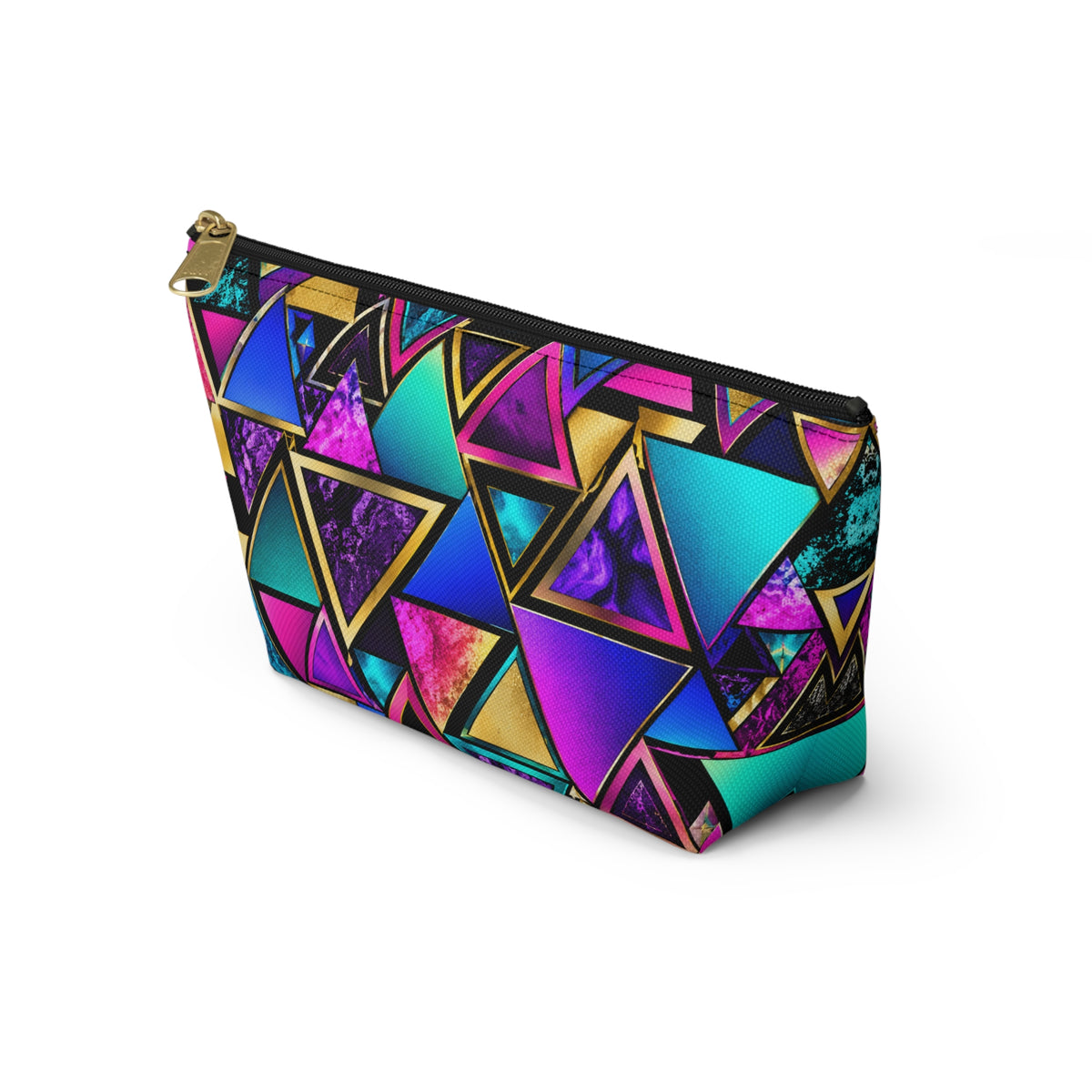 Geometric Neon Triangle Accessory Pouch