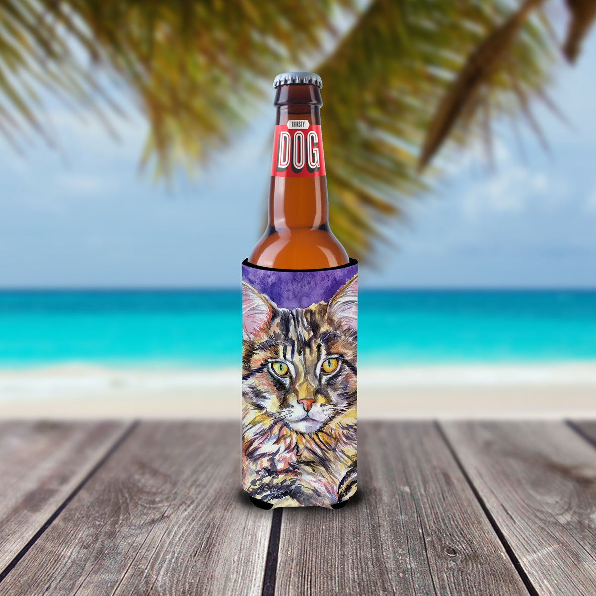 Maine Coon Sassy Slim Can Hugger , Insulated Foam Hugger for 12 oz Slim Cans, Beer Bottles & Water Bottles, Printed in USA