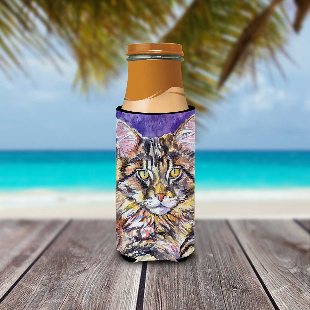 Maine Coon Sassy Slim Can Hugger , Insulated Foam Hugger for 12 oz Slim Cans, Beer Bottles & Water Bottles, Printed in USA