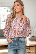 Floral Stripe Frilled Trim Long Sleeve Shirt