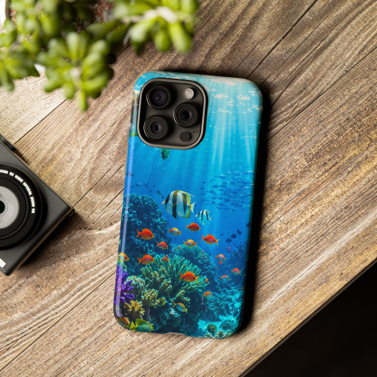 Underwater Ocean Life Tough Phone Case — Coral Reef & Sea Turtle Protective Cover