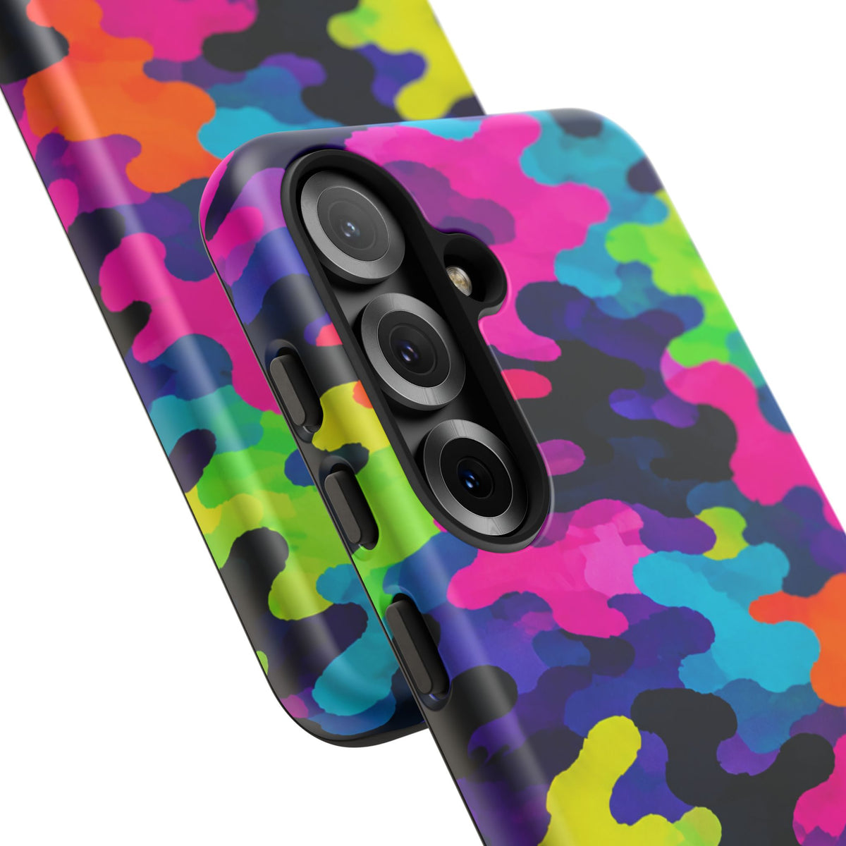 Neon Camo Tough Phone Case — Bright Rainbow Protective iPhone Cover