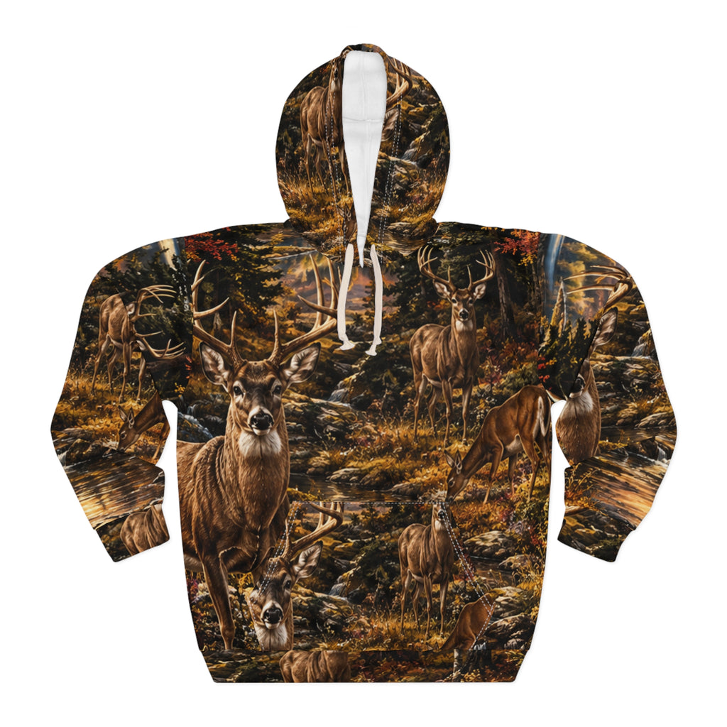 Majestic Deer Forest Scene Hoodie | All-Over Print