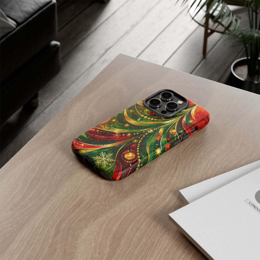 Christmas Tree Tough Phone Case — Festive Red & Green Holiday Phone Cover