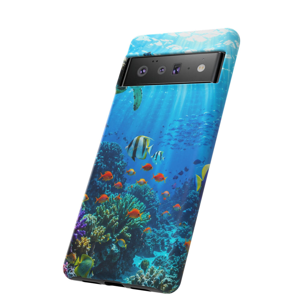Underwater Ocean Life Tough Phone Case — Coral Reef & Sea Turtle Protective Cover