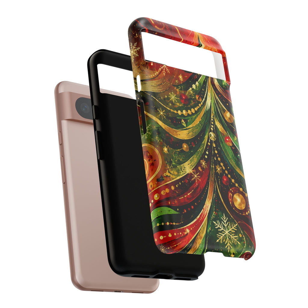 Christmas Tree Tough Phone Case — Festive Red & Green Holiday Phone Cover