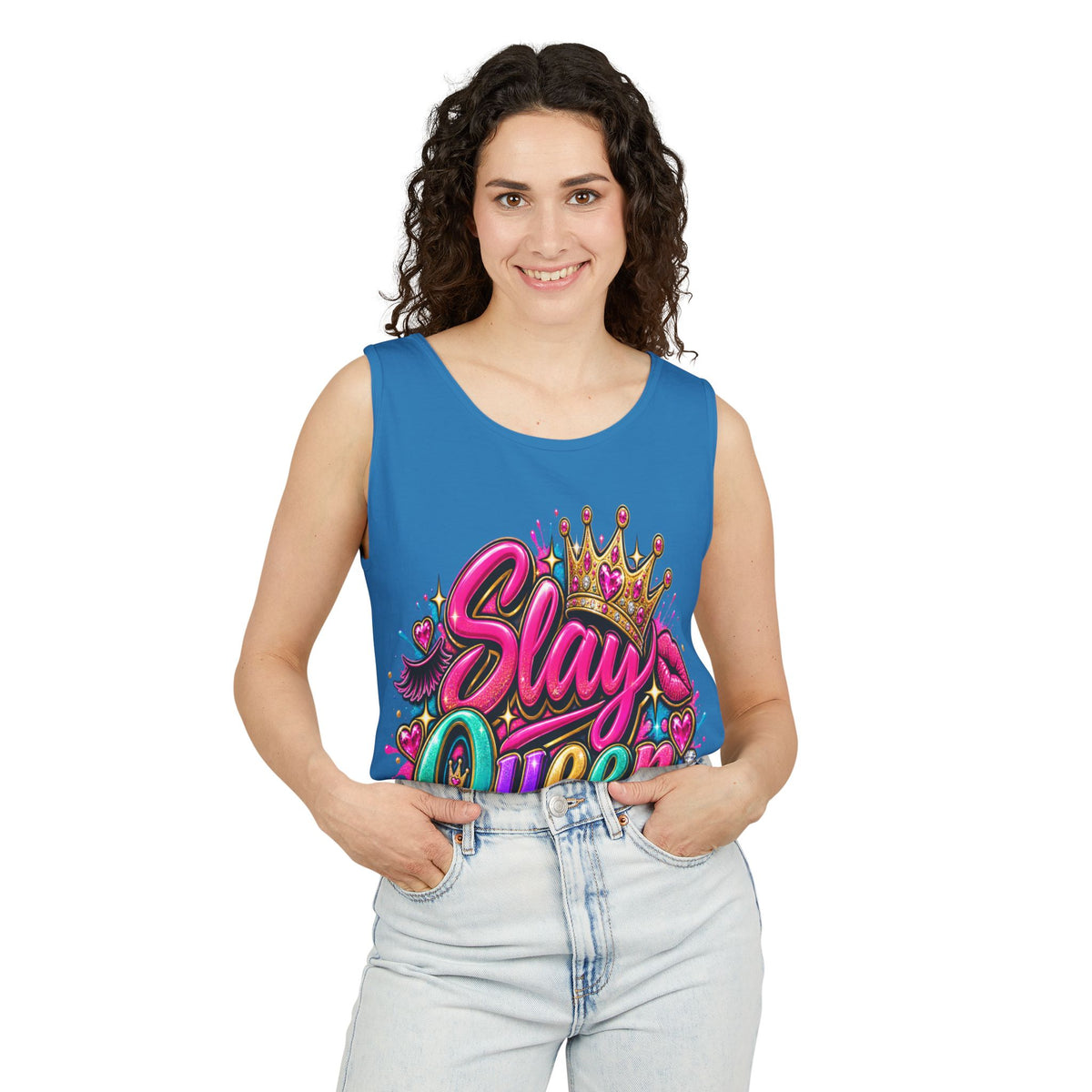 Slay Queen graffiti crown Tank Top | colorful lettering street art